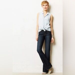 Paige Hidden Hills Jeans Blue Dark Wash Boot Cut Denim